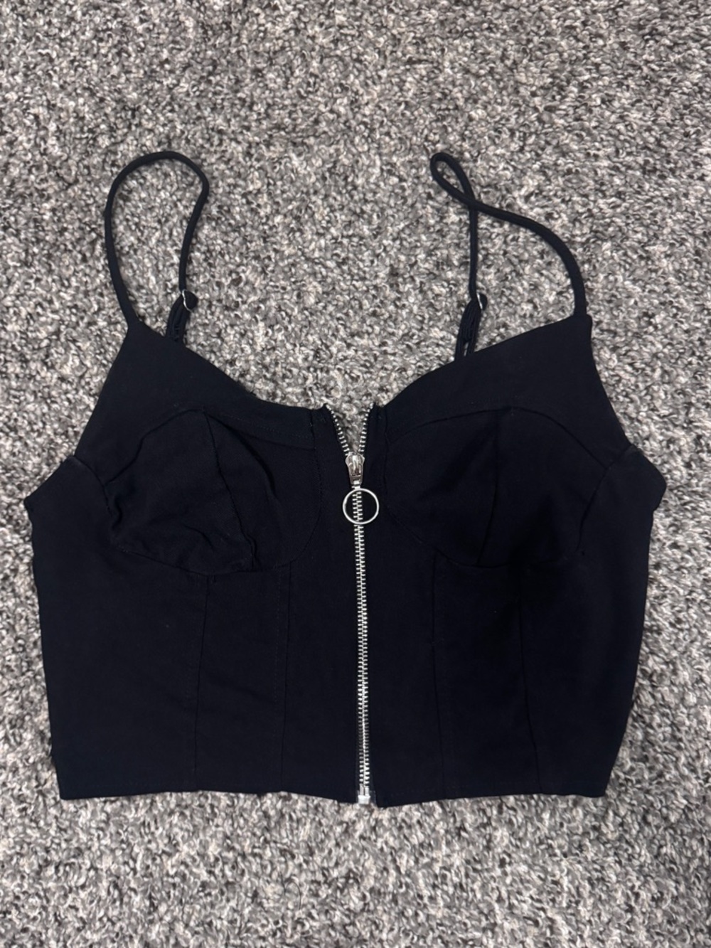 Black Zip Up Crop Tank